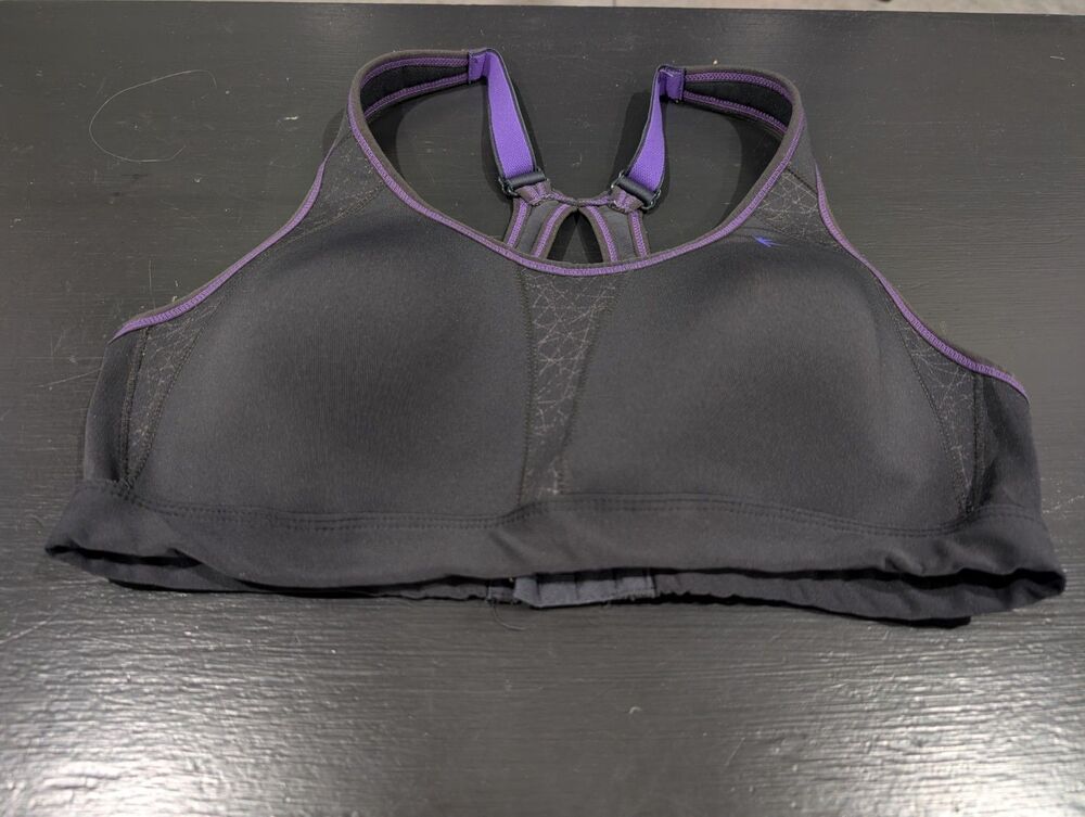 Danskin Now Sport Bra Size M Black Purple Padded Wireless Racer back hook